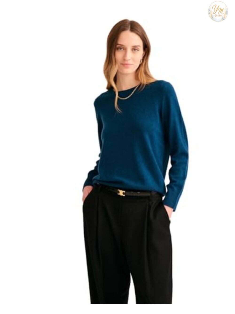 100% Mongolian Cashmere Crewneck Sweater Long Sleeve Pullover
